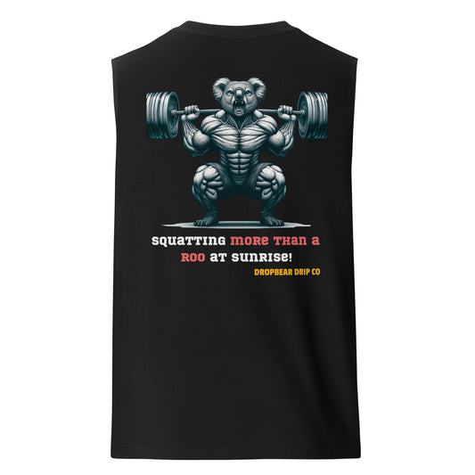 Squatting More than a Roo at Sunrise! - Men's Muscle Shirt
